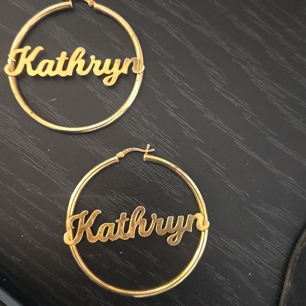 Silver 925 Gold Hoop With Name Earings